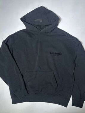 ESSENTIALS Charcoal Black Pullover Hoodie